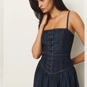 Reformation|NWT Florentina Denim Midi Dress (size: 8)